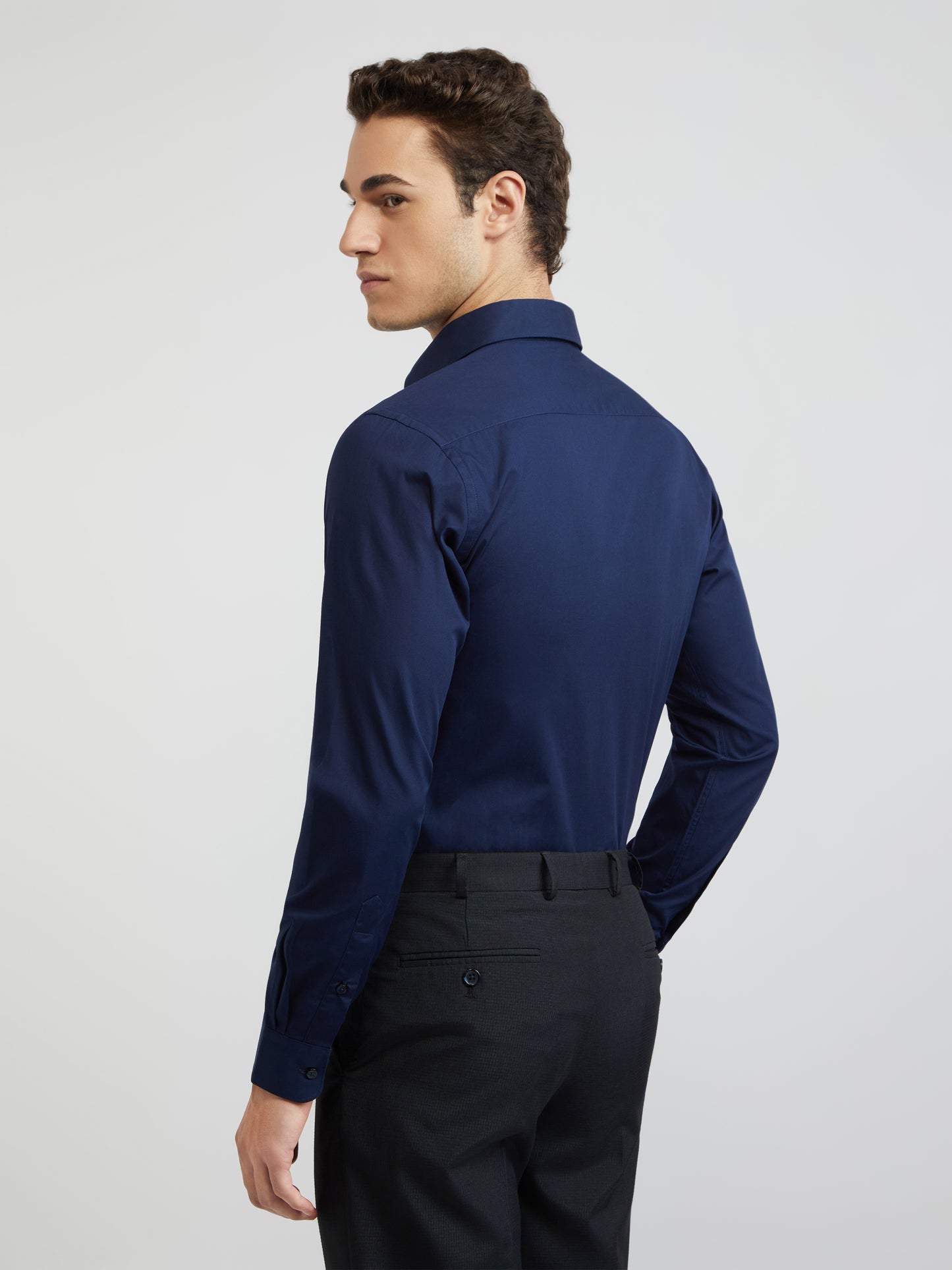 Raymond Blue Solid Slim Fit Cotton Formal Shirt