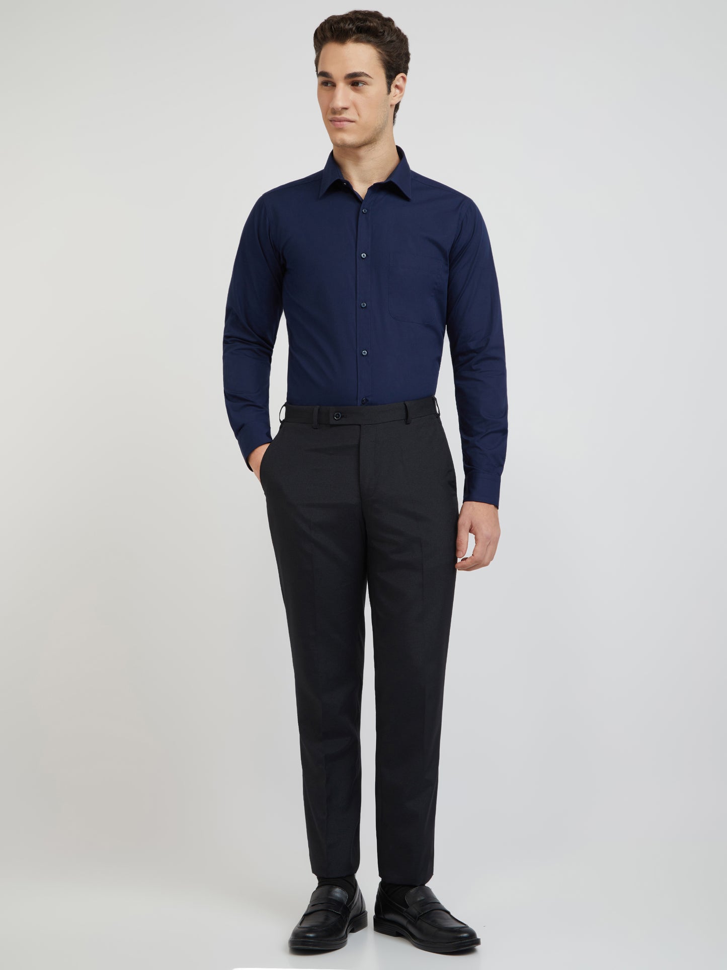 Raymond Blue Solid Slim Fit Cotton Formal Shirt