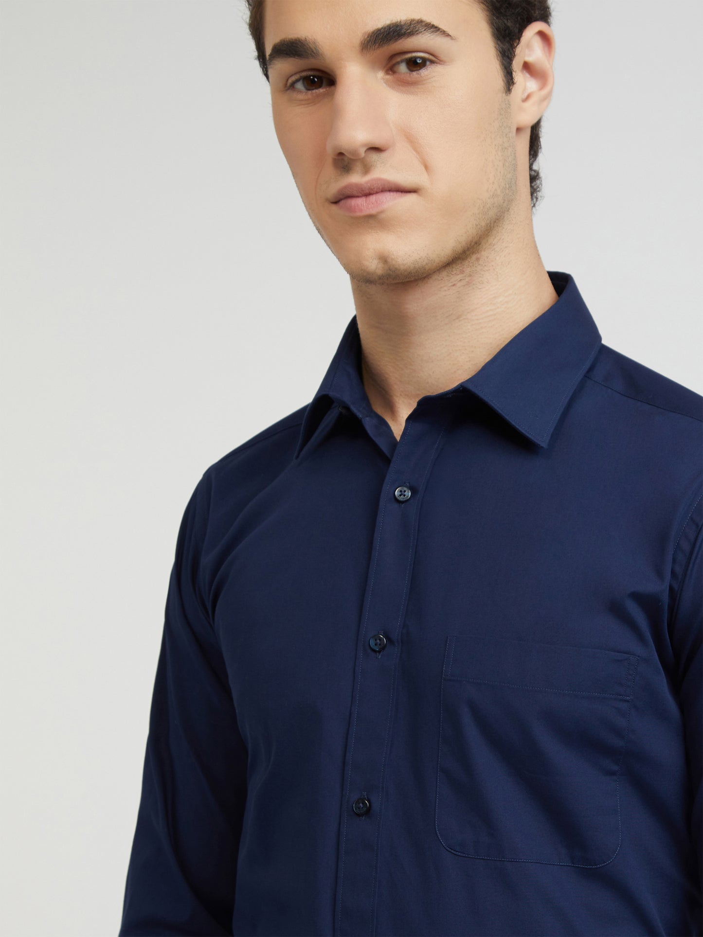 Raymond Blue Solid Slim Fit Cotton Formal Shirt