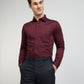 Raymond Maroon Solid Slim Fit Cotton Formal Shirt