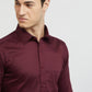 Raymond Maroon Solid Slim Fit Cotton Formal Shirt