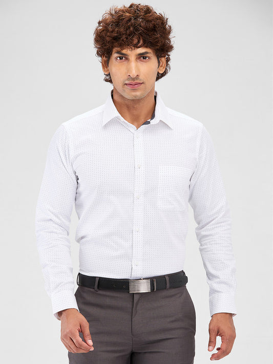 Raymond White Printed Slim Fit Cotton Formal Shirt