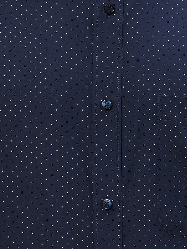 Raymond Blue Printed Slim Fit Cotton Formal Shirt