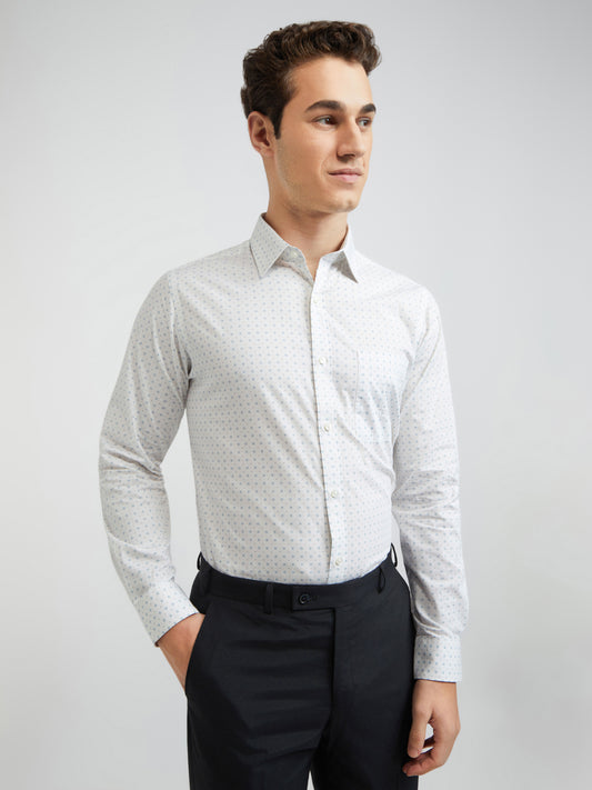 Raymond Men Blue Print Slim Fit Cotton Shirt