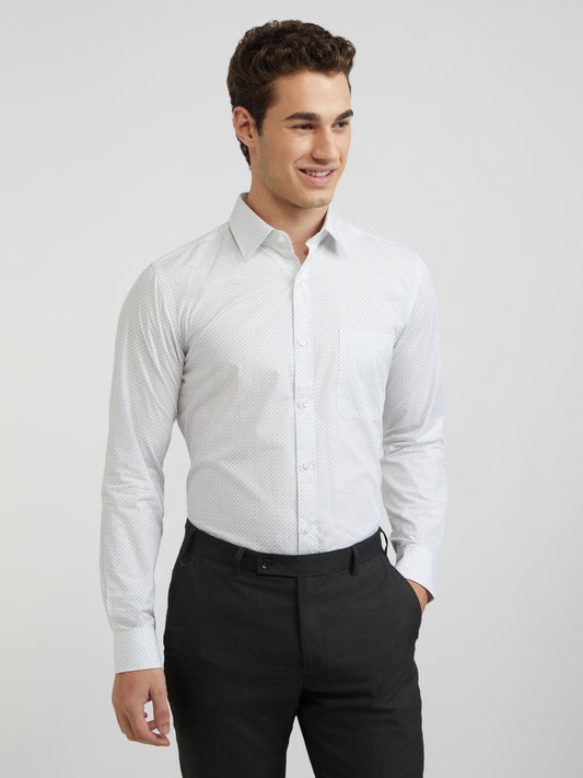 Raymond Men White Slim Fit Printed Formal Shirt