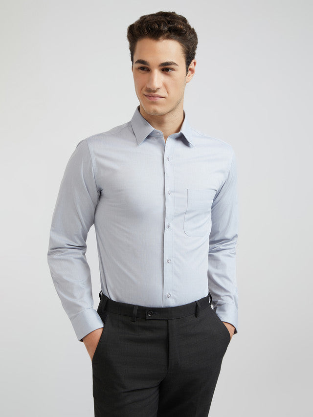 Raymond Men Blue Print Slim Fit Cotton Shirts