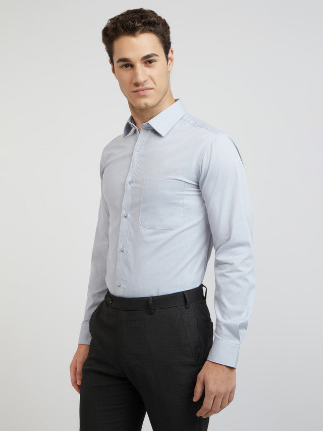 Raymond Men Blue Print Slim Fit Cotton Shirts