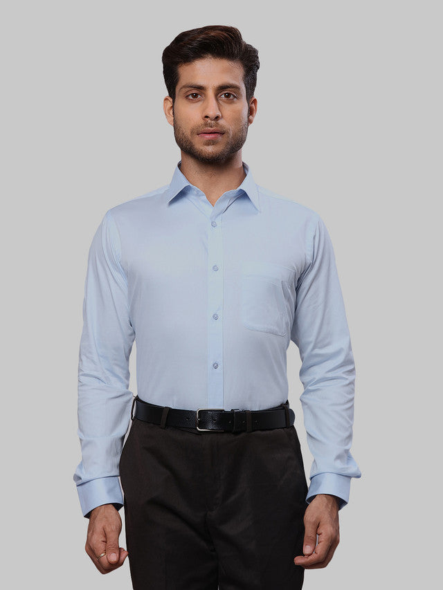 Raymond Blue Solid Slim Fit Cotton Formal Shirt – MyRaymond