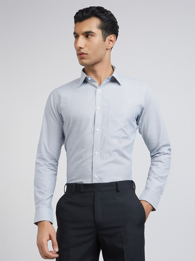 Raymond Men Blue Stripe Slim Fit Cotton Shirts