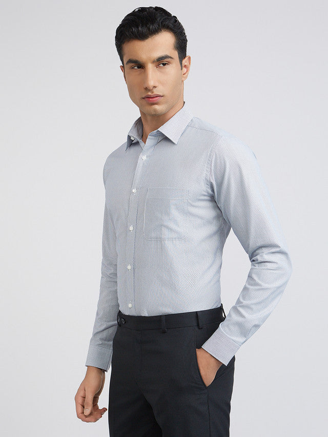 Raymond Men Blue Stripe Slim Fit Cotton Shirts