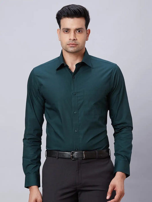 Men Red Slim Fit Solid Cotton Shirts