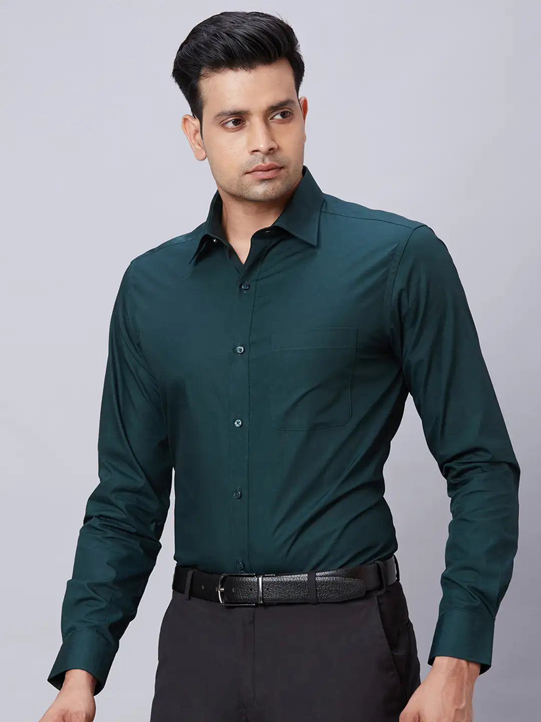 Men Red Slim Fit Solid Cotton Shirts