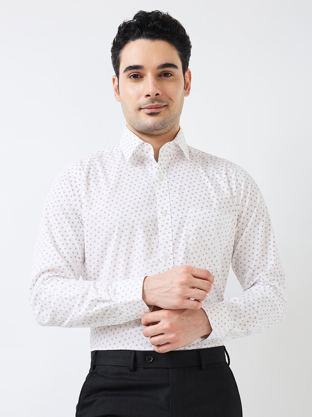 Raymond Men White Slim Fit Print Formal Shirt – MyRaymond