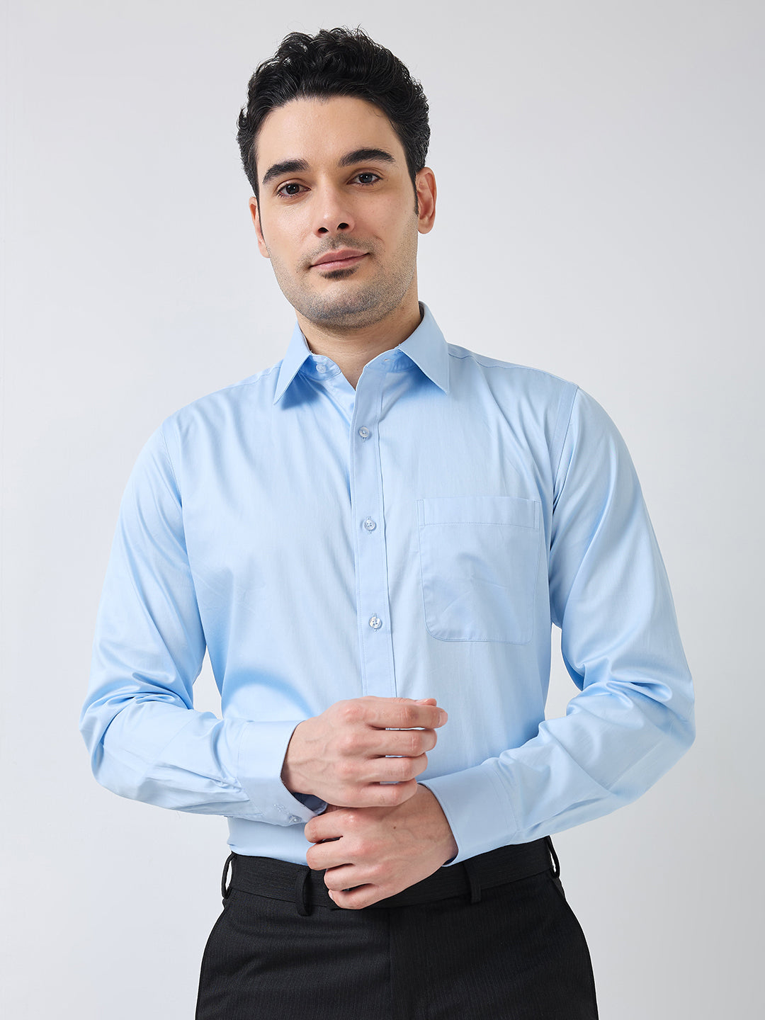 Raymond Men Blue Slim Fit Solid Formal Shirt – MyRaymond