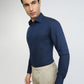 Raymond Men Blue Solid Slim Fit Cotton Shirt