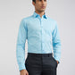 Raymond Men Blue Slim Fit Structure Cotton Shirts