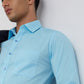 Raymond Men Blue Slim Fit Structure Cotton Shirts