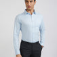 Men Blue Slim Fit Structure Cotton Shirts