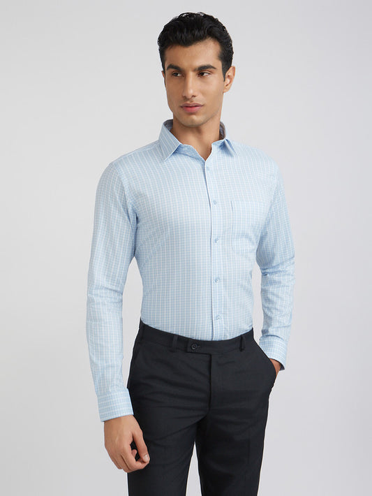 Raymond Men Blue Slim Fit Structure Formal Shirt