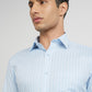 Men Blue Slim Fit Structure Cotton Shirts