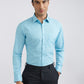 Raymond Men Blue Structured Slim Fit Cotton Formal Shirt