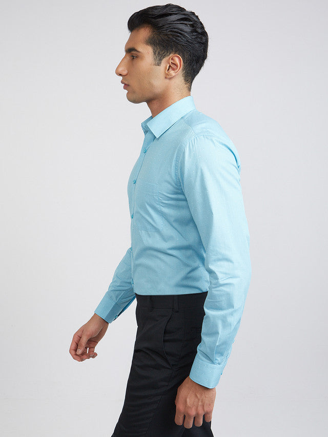 Raymond Men Blue Structured Slim Fit Cotton Formal Shirt