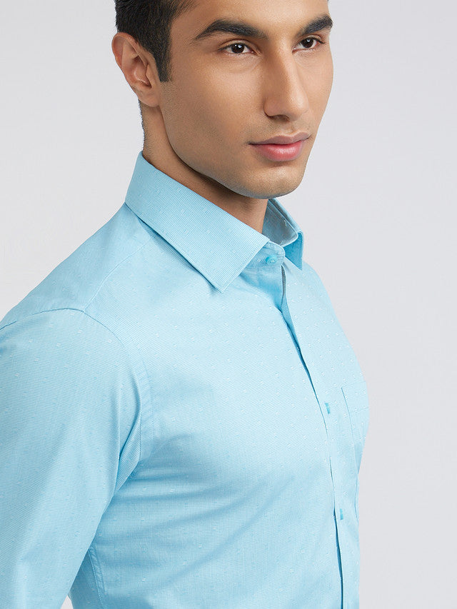 Raymond Men Blue Structured Slim Fit Cotton Formal Shirt