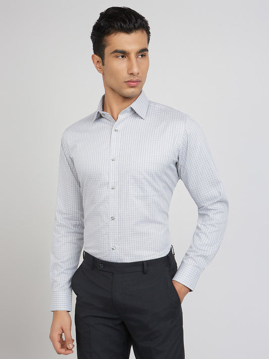 Raymond Men Grey Structure Slim Fit Cotton Shirts