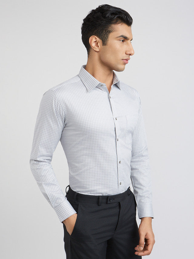 Raymond Men Grey Structure Slim Fit Cotton Shirts