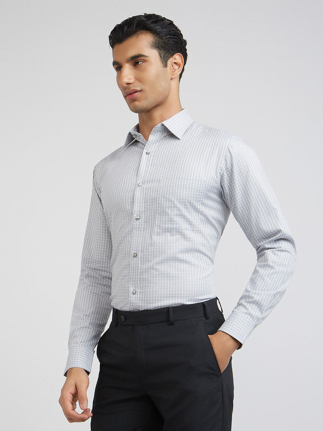 Raymond Men Grey Structure Slim Fit Cotton Shirts