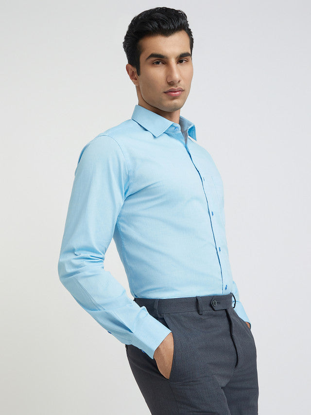 Raymond Men Blue Structure Slim Fit Cotton Shirt