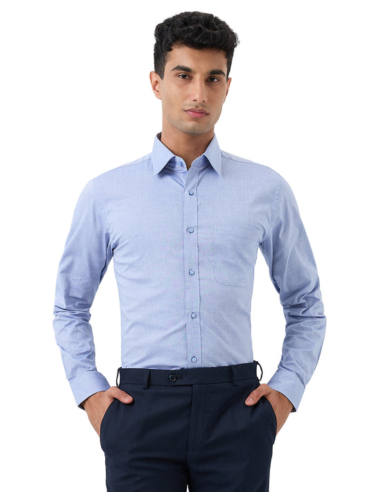 Raymond Men Blue Slim Fit Structure Formal Shirt