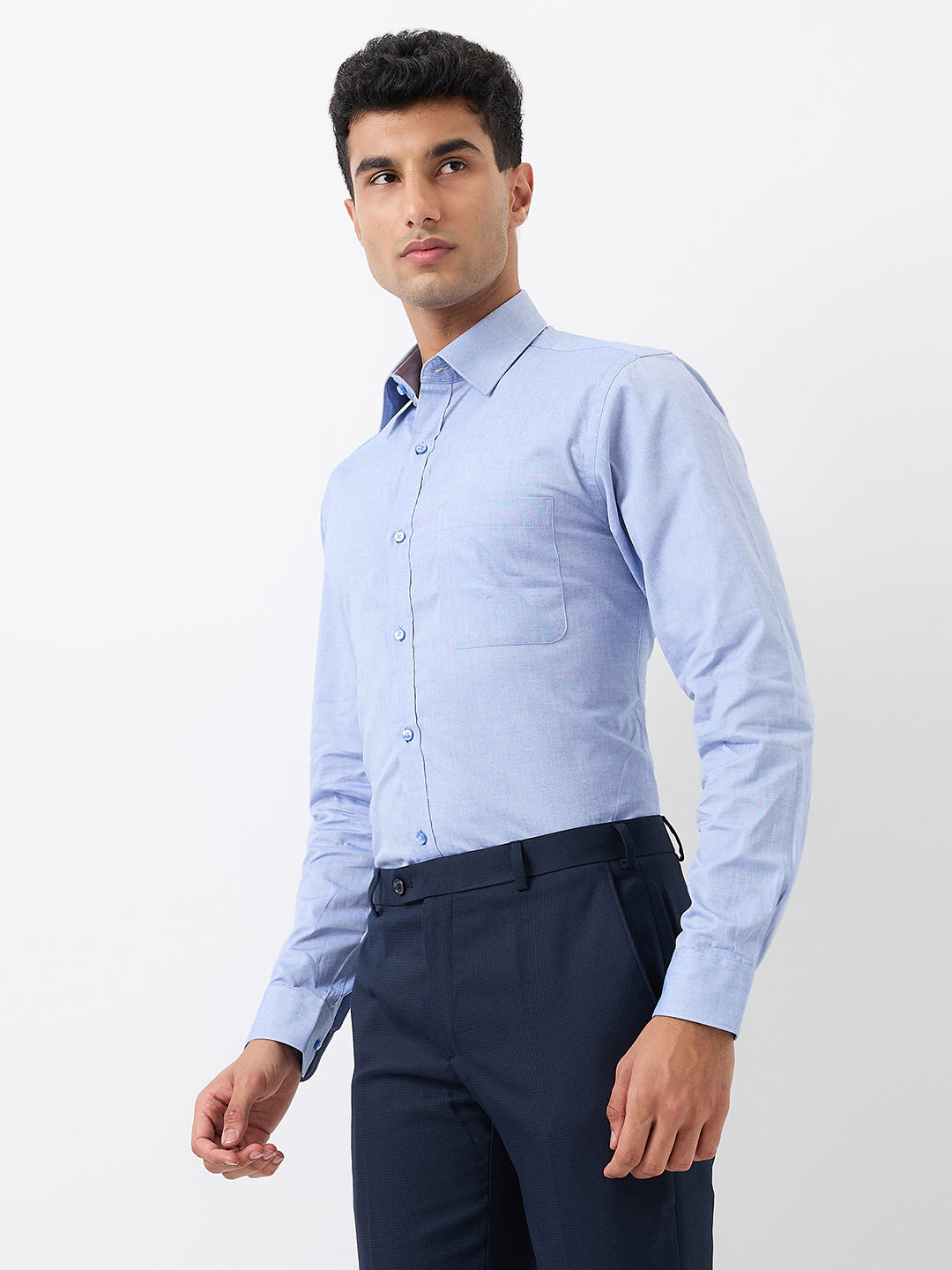 Raymond Men Blue Slim Fit Structure Formal Shirt