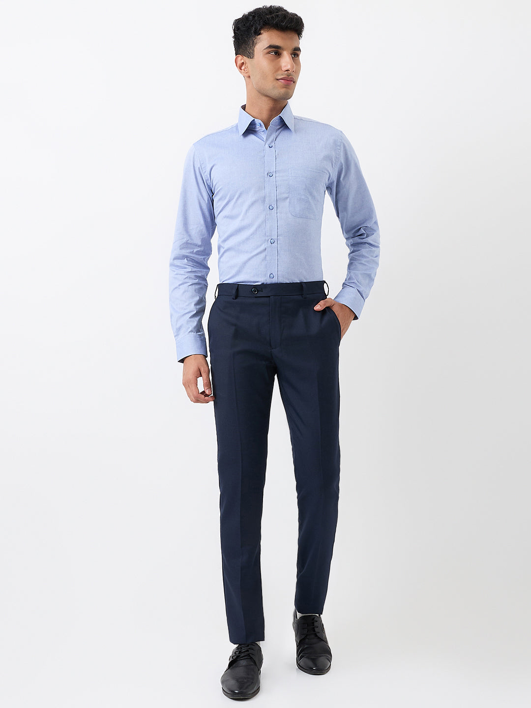Raymond Men Blue Slim Fit Structure Formal Shirt