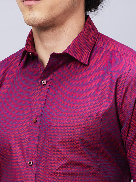 Raymond Men Red Structure Slim Fit Cotton Shirt