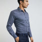 Raymond Men Blue Structure Slim Fit Cotton Shirt