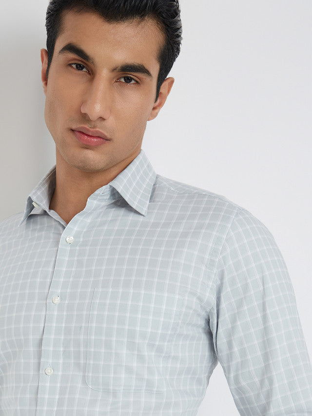 Raymond Men Green Structure Slim Fit Cotton Shirt