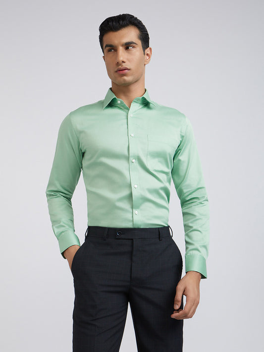 Raymond Men Green Structure Slim Fit Cotton Shirt