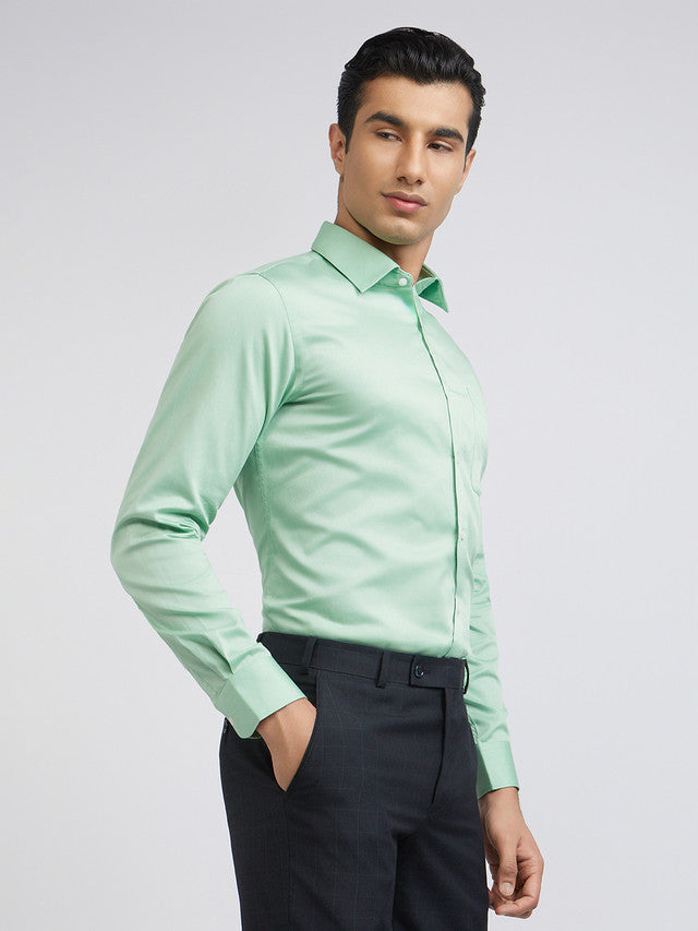 Raymond Men Green Structure Slim Fit Cotton Shirt