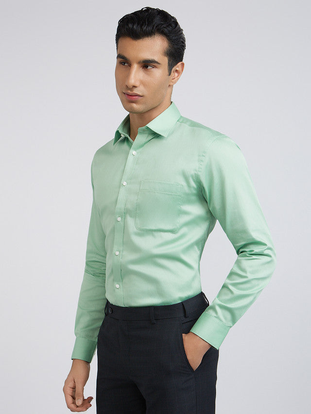 Raymond Men Green Structure Slim Fit Cotton Shirt