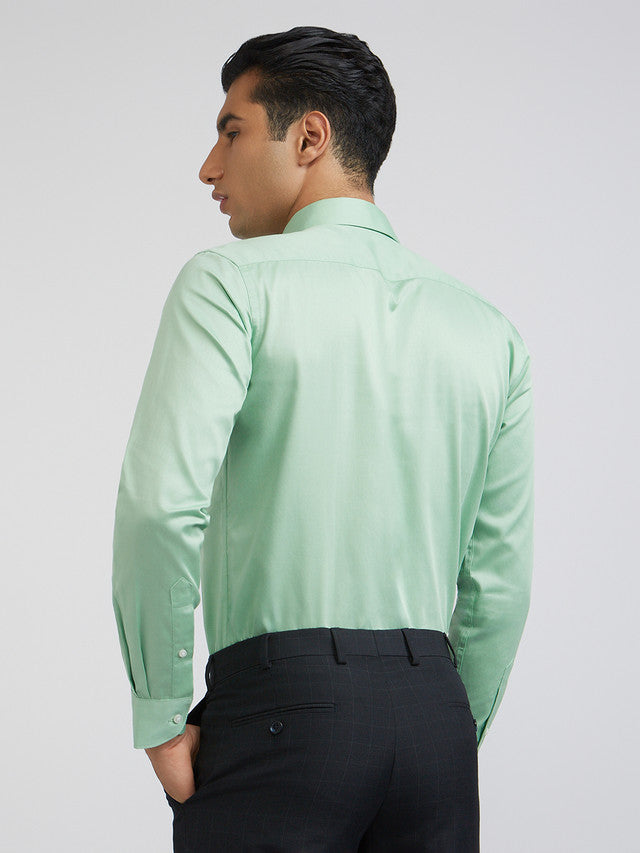 Raymond Men Green Structure Slim Fit Cotton Shirt