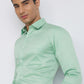 Raymond Men Green Structure Slim Fit Cotton Shirt