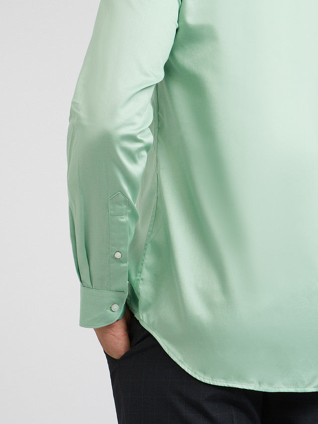 Raymond Men Green Structure Slim Fit Cotton Shirt