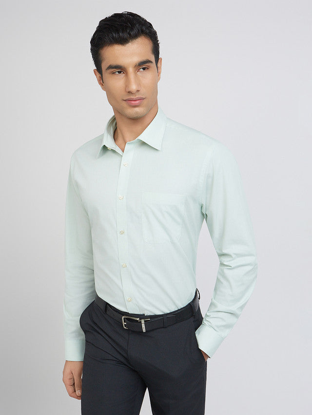 Raymond Men Green Structure Slim Fit Cotton Shirt