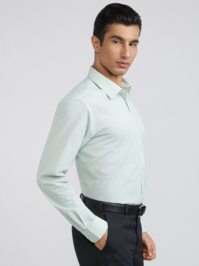 Raymond Men Green Structure Slim Fit Cotton Shirt