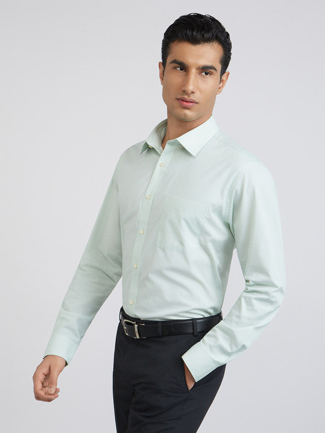 Raymond Men Green Structure Slim Fit Cotton Shirt