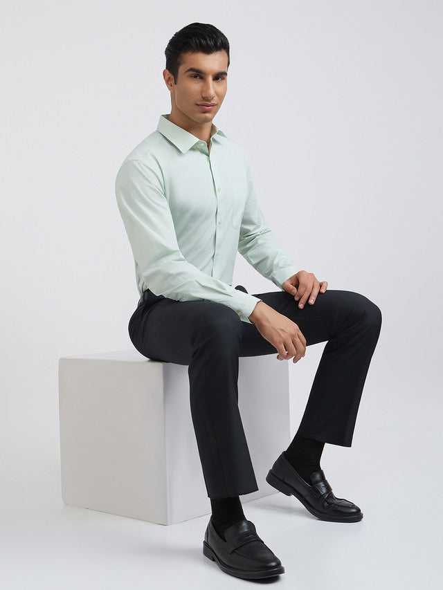 Raymond Men Green Structure Slim Fit Cotton Shirt