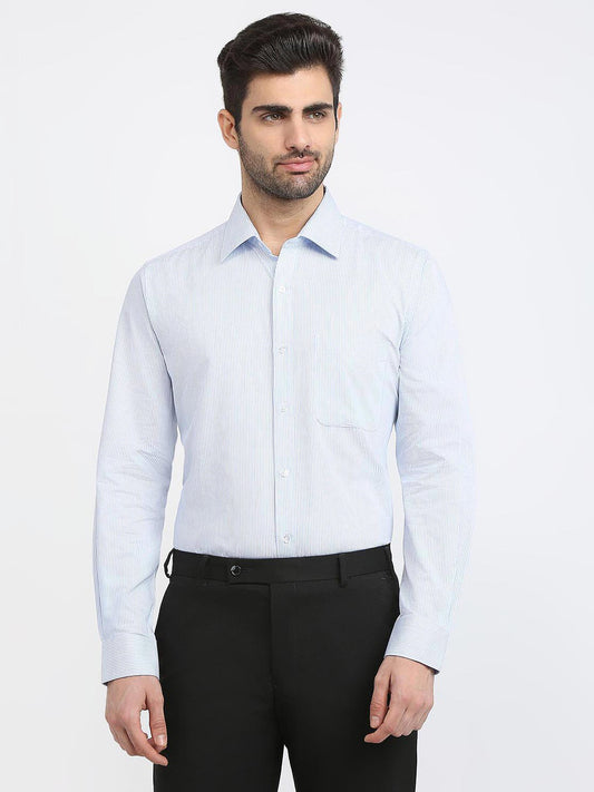 Raymond Men Blue Structure Regular Fit Cotton Formal Shirt