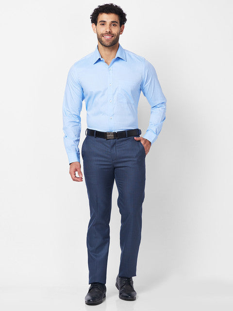 Raymond Men Blue Regular Fit Solid Shirt