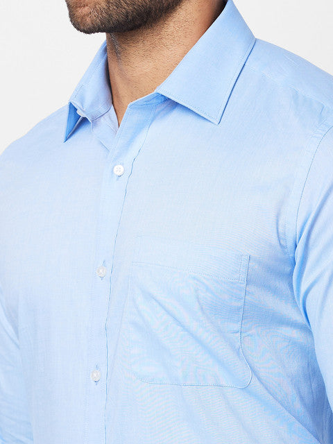 Raymond Men Blue Regular Fit Solid Shirt